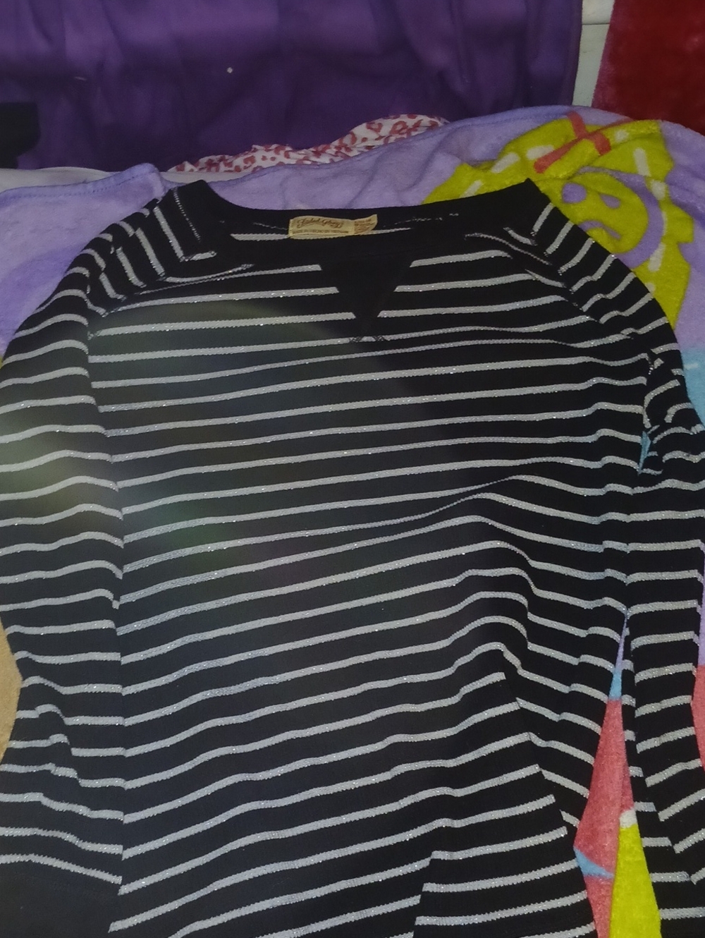 Faded Glory Black Sweater with White Stripe